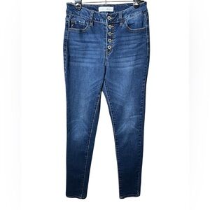 Kancan curvy button fly skinny jeans medium wash stretchy size 7/27